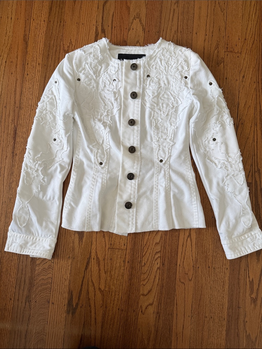 Gianfranco Ferré White Embroidered Button-Front Jacket